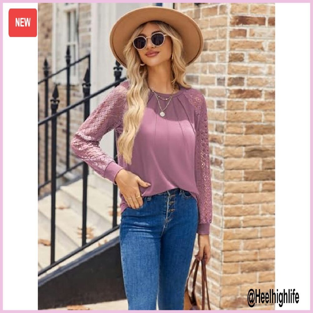 Lace Blouse Long Sleeve Button Down Shirt Women's Plus Size - Picture 4 of 6